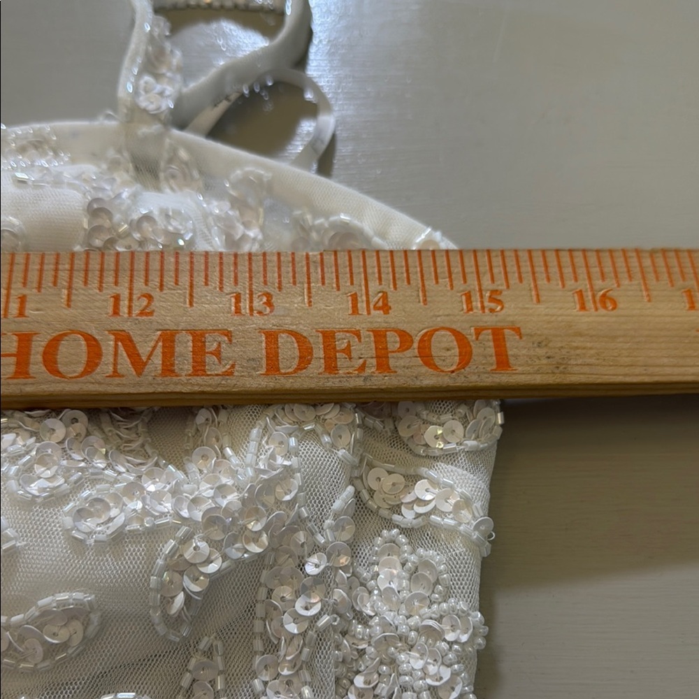 Lulus Momentous Love White Beaded Bustier Mesh Mermaid Maxi Dress Size Large - Picture 10 of 16